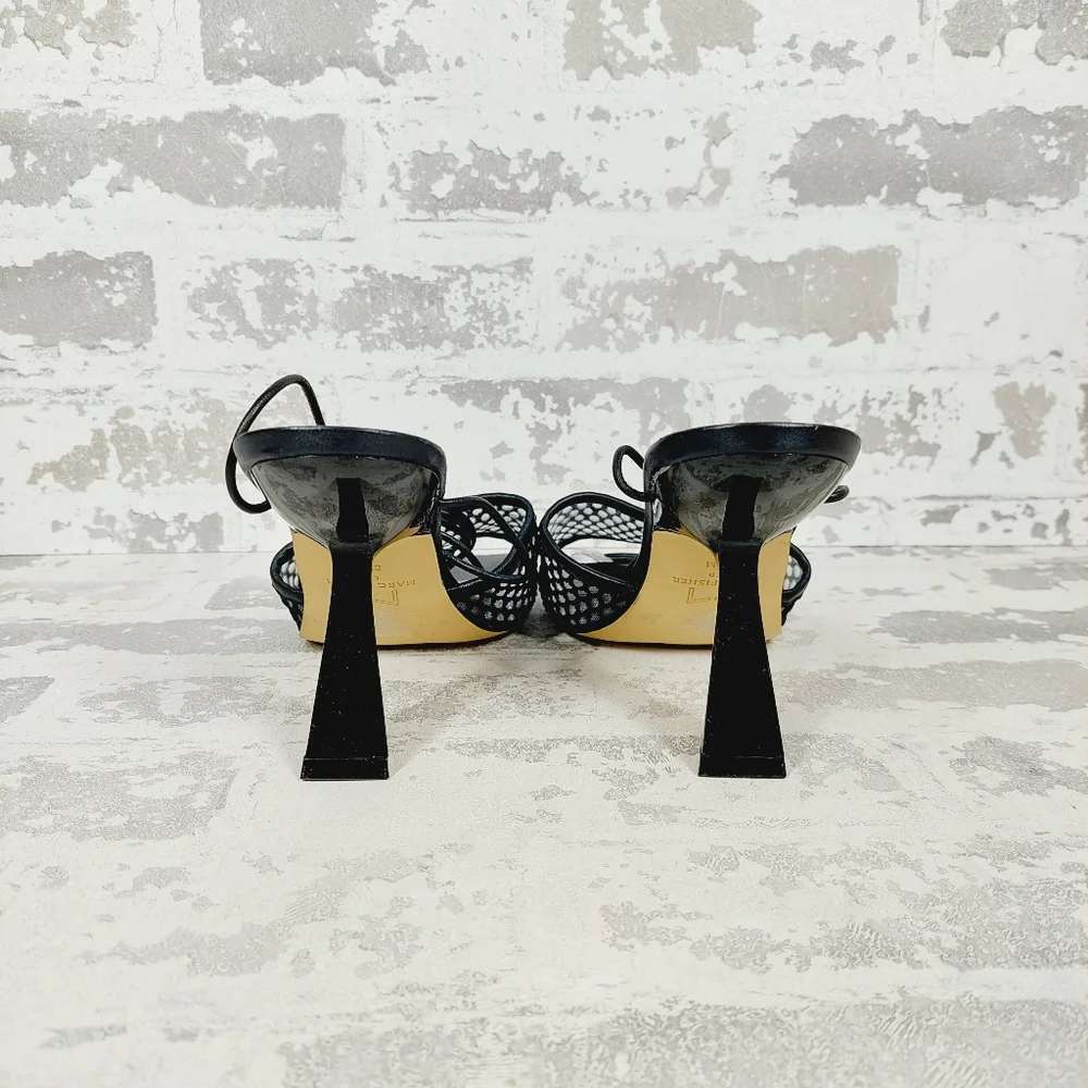 NEW Marc Fisher Leather Dallyn Black Heeled Ankle Strap Sandals O510 - Picture 5 of 11